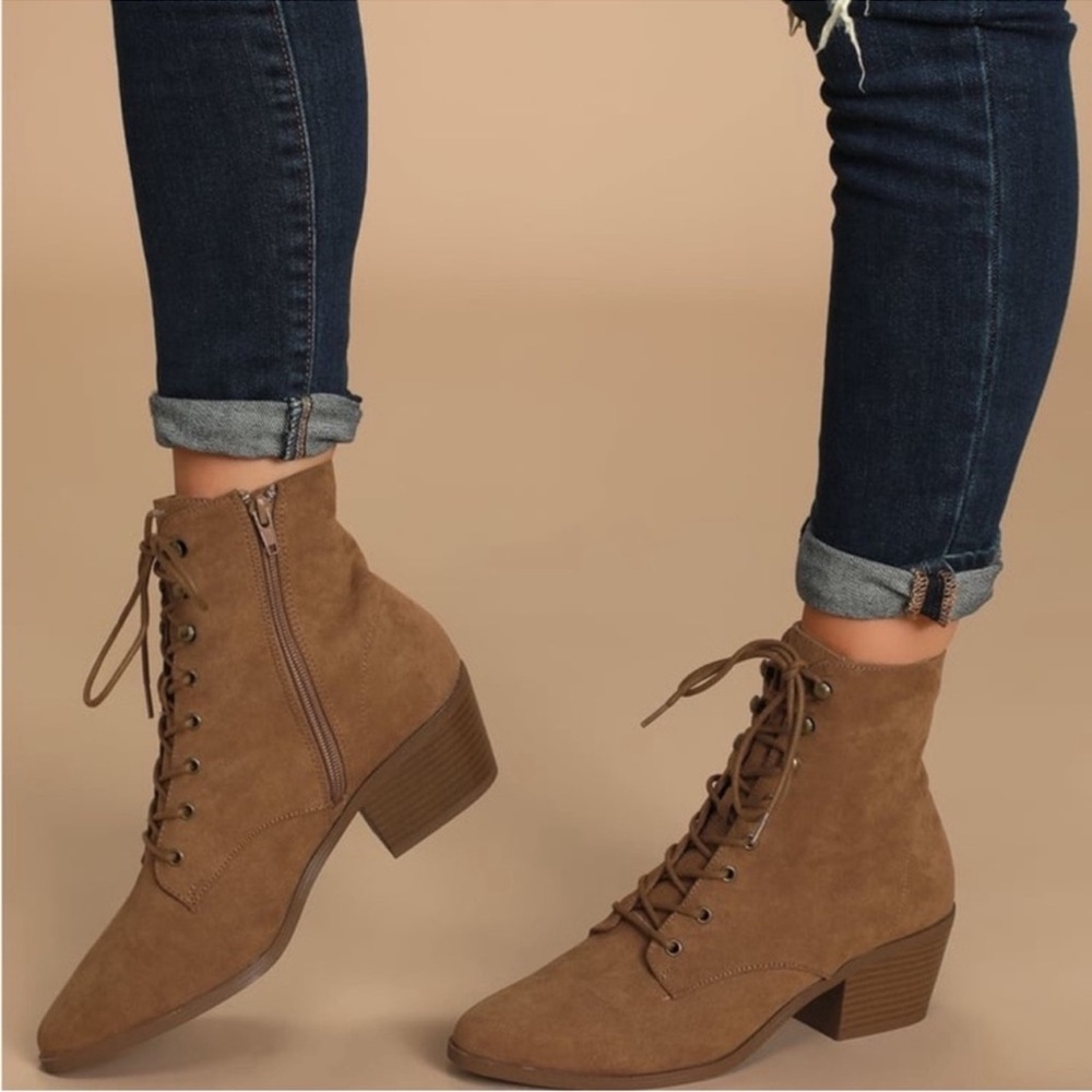 LULUS New. Never worn. Monte Lace-Up Ankle Boots